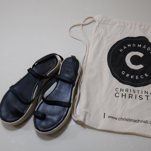 Christina Christi Handmade Leather Sandals Black Color - Picture 4 of 7
